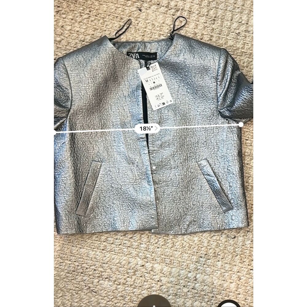 NWT Zara silver coated jacket, Med $80 A40 - Picture 7 of 8